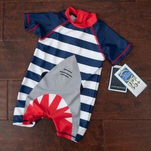 NWT ANDY & EVAN Shark Swim Romper Sz 3-6m